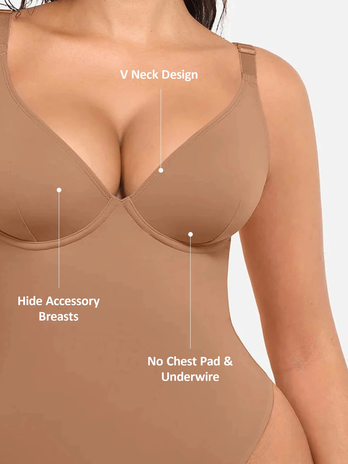 Feelingirl Deep V Neck Tummy Control Shapewear Bodysuit