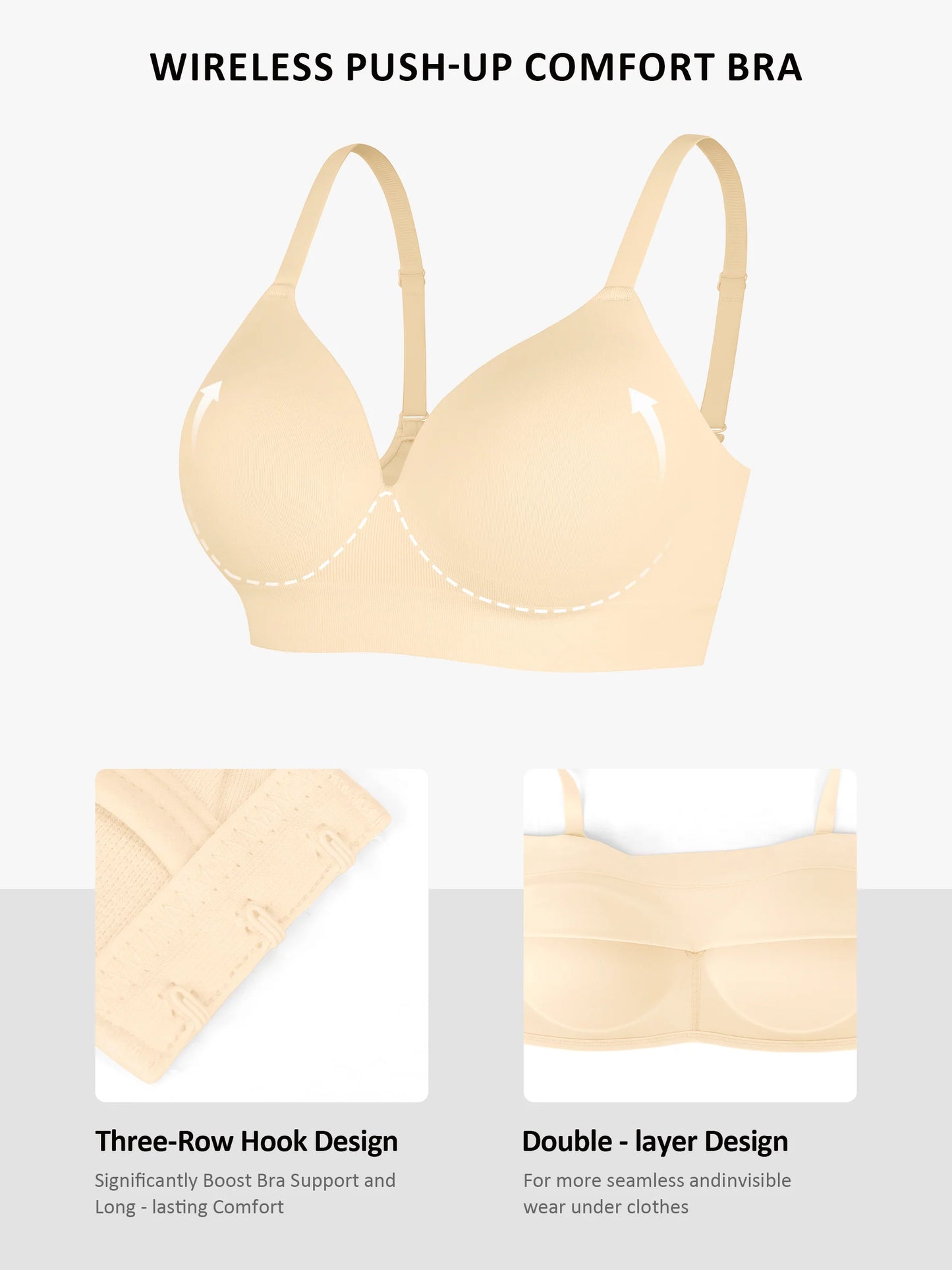 Feelingirl 1 Push-Up Seamless Bra + 1 Smooth Seamless Bra