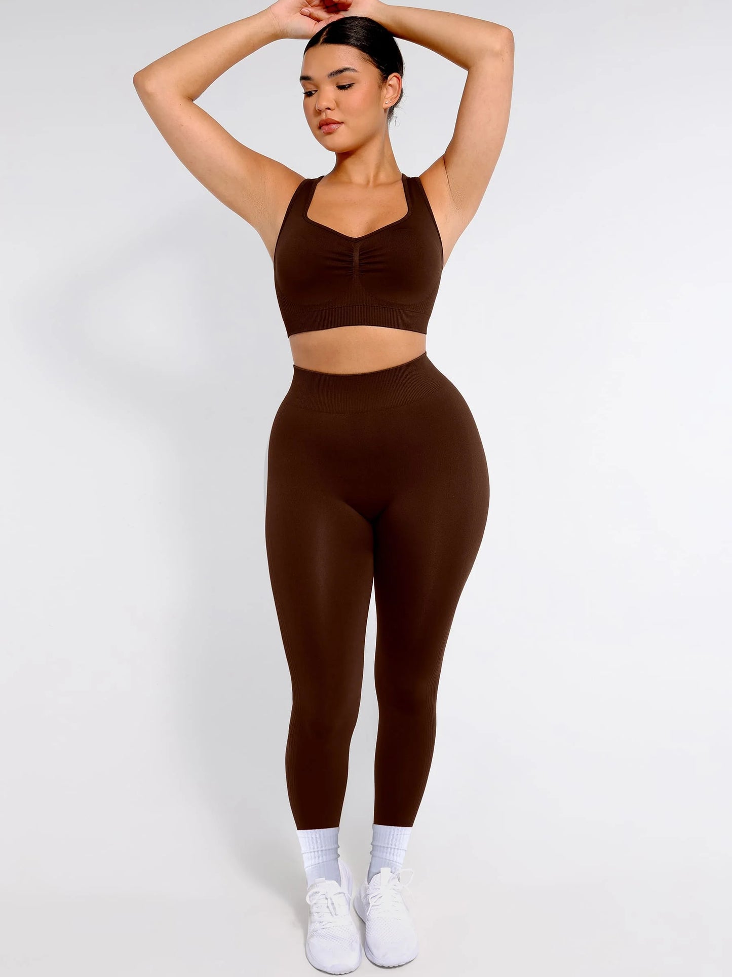 Feelingirl Seamless Racerback Sports Bra with Removable Pads and Support Fit