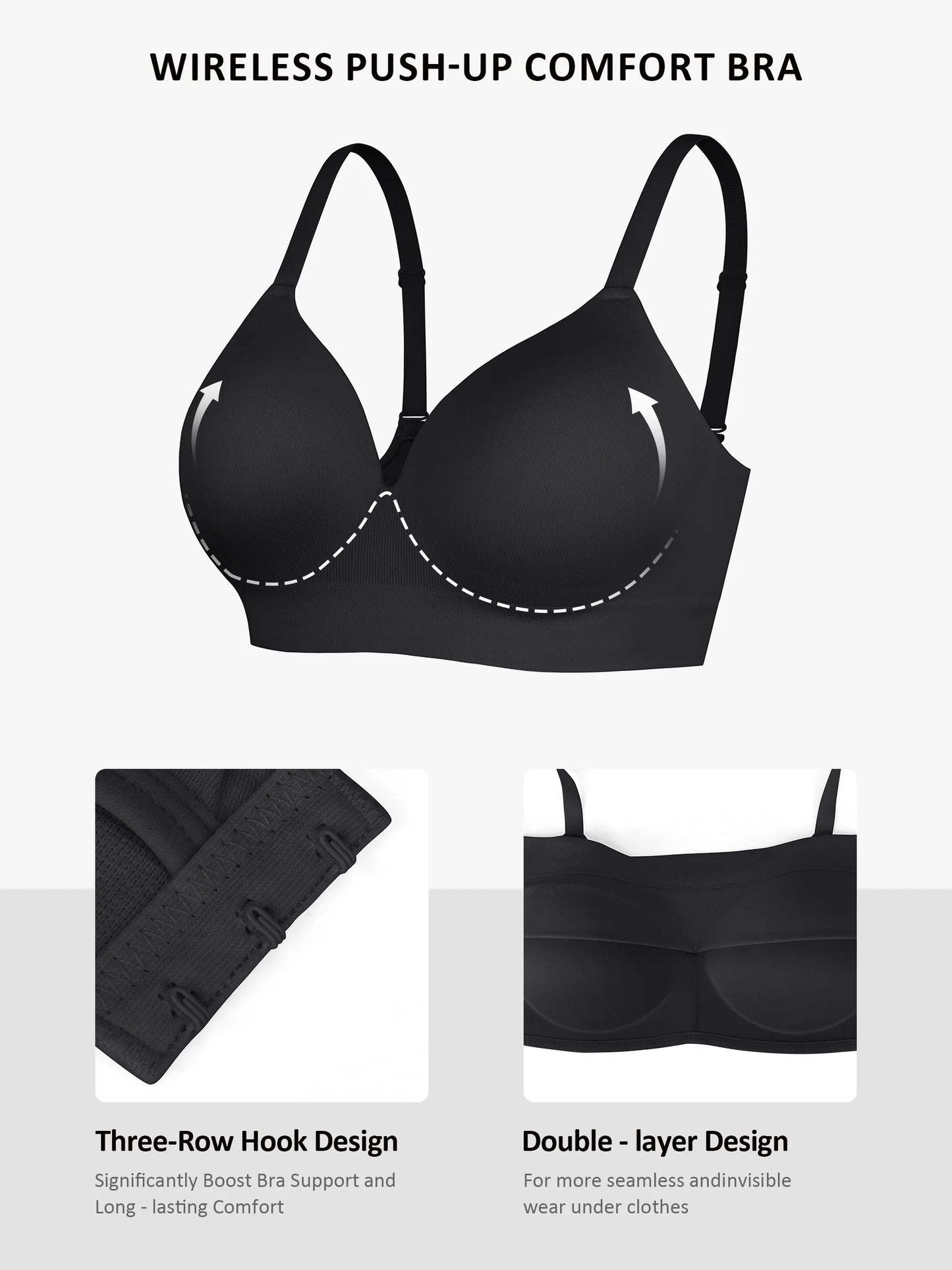 Feelingirl 1 Push-Up Seamless Bra + 1 Smooth Seamless Bra
