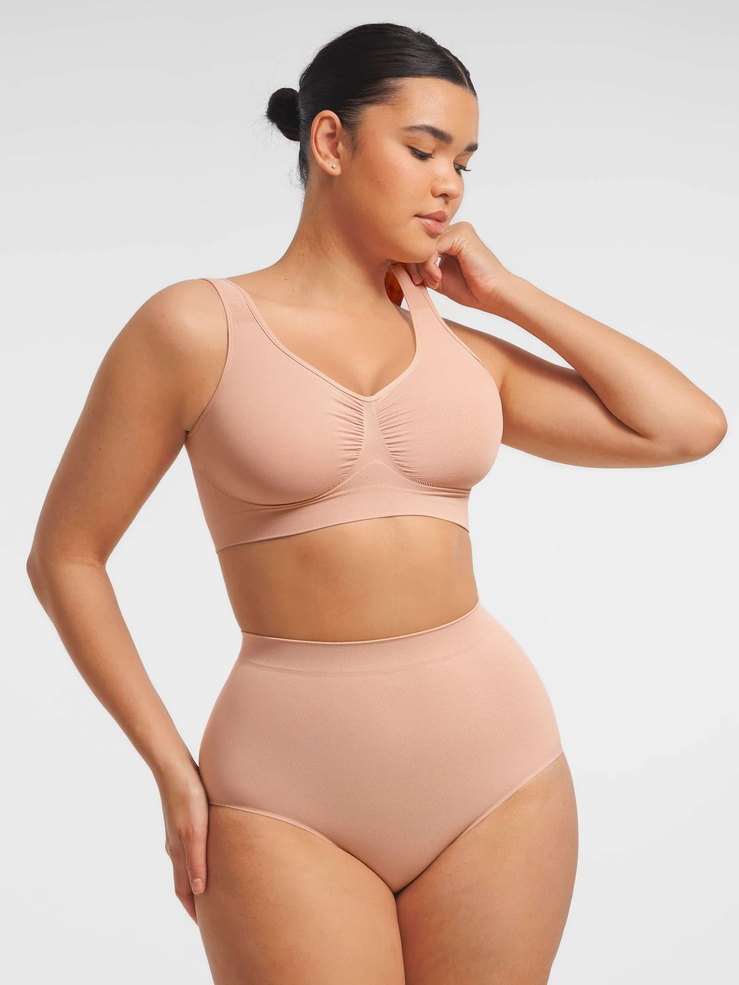 Feelingirl Seamless Wide Straps Bra & Seamless Tummy Control Brief Set