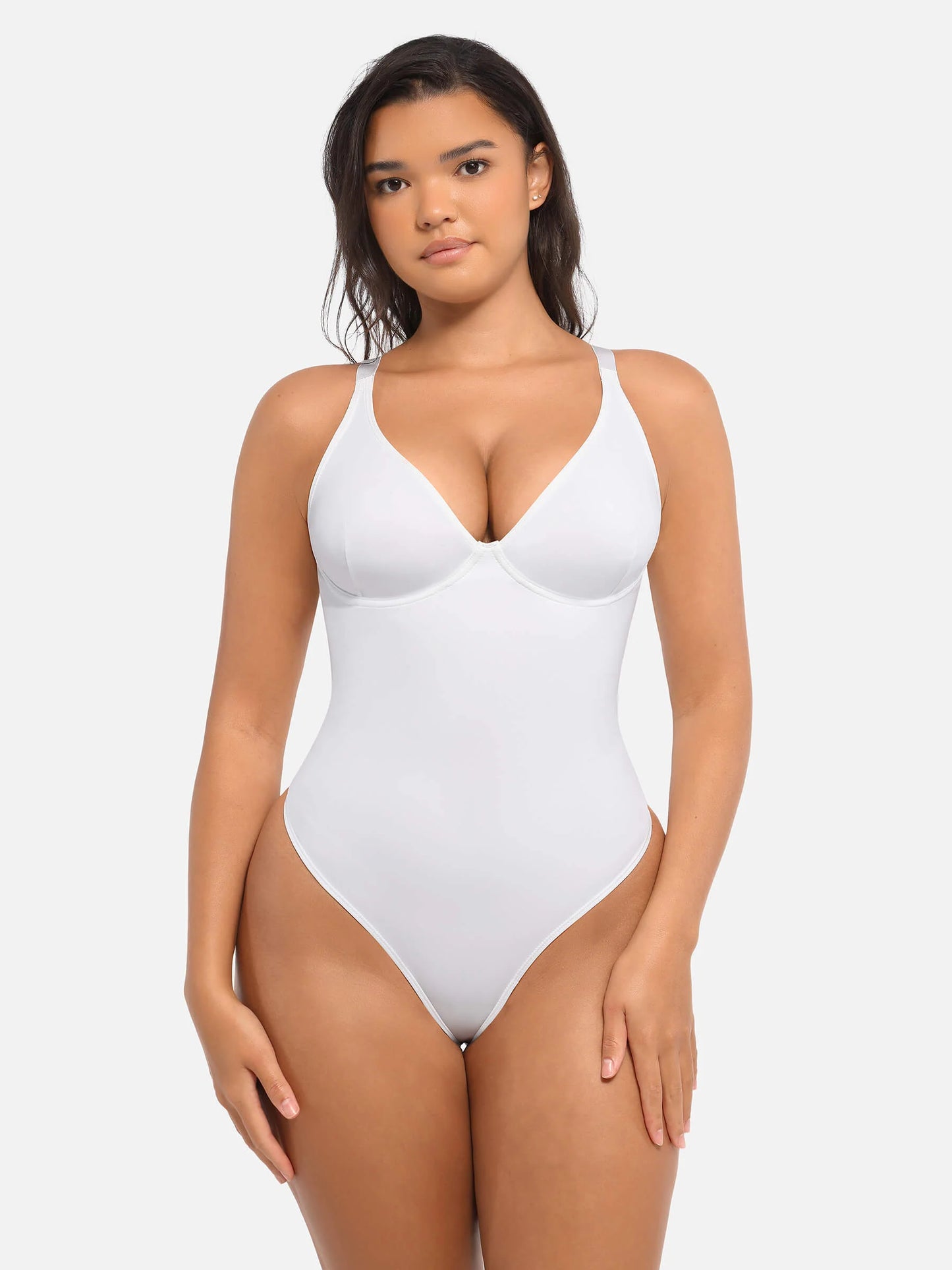 Feelingirl 2-Pack Deep V Neck Tummy Control Shapewear Bodysuit Bundle
