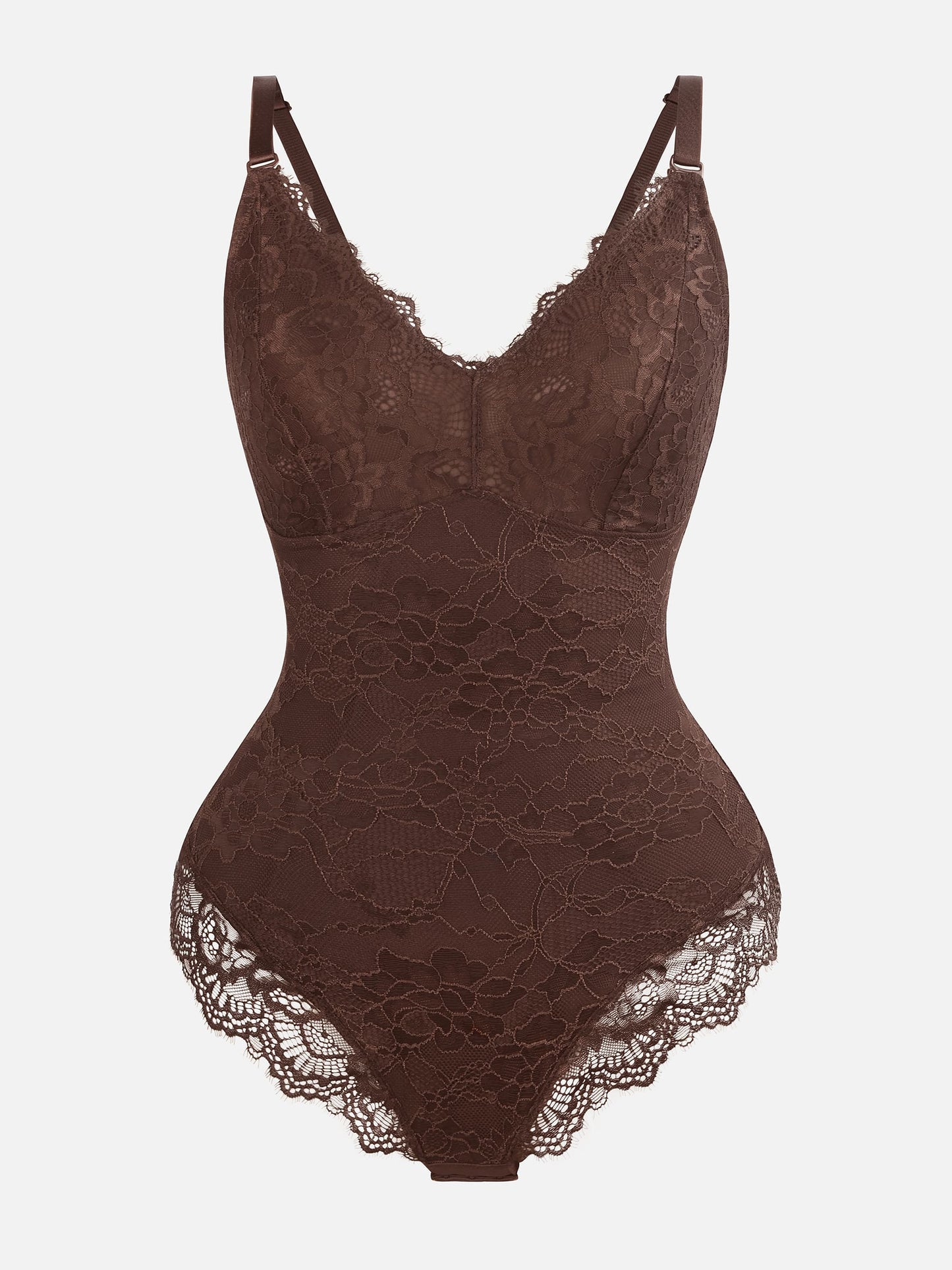 Feelingirl Lace V Neck Full Thong Bodysuit
