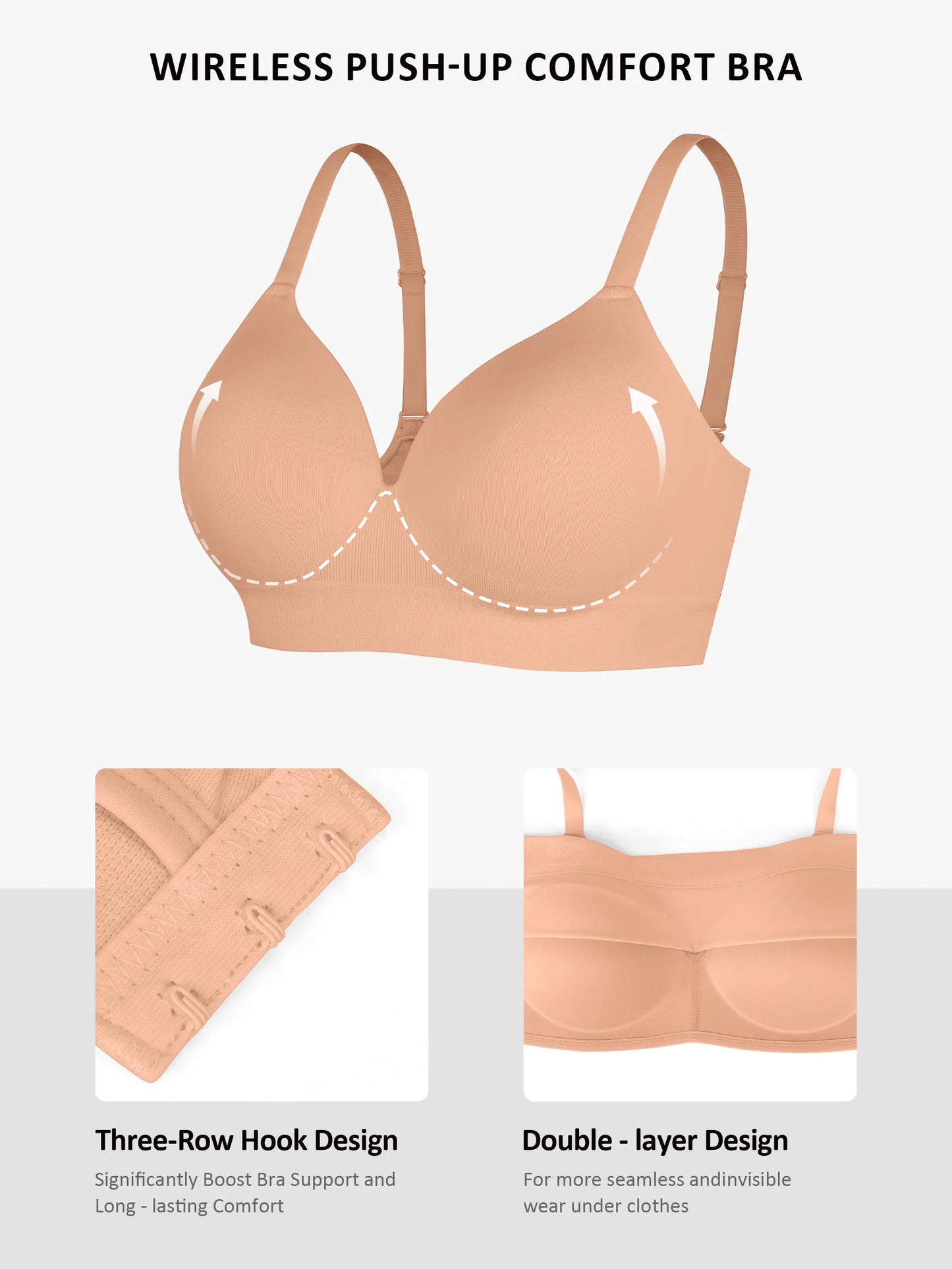Feelingirl 1 Push-Up Seamless Bra + 1 Smooth Seamless Bra