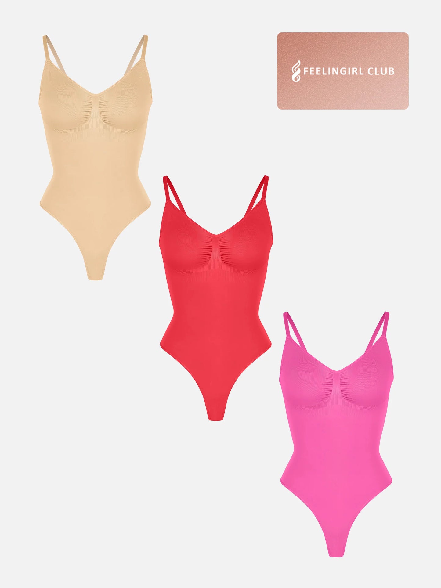 Feelingirl 3-Pack Tummy Control Seamless Bodysuit Bundle