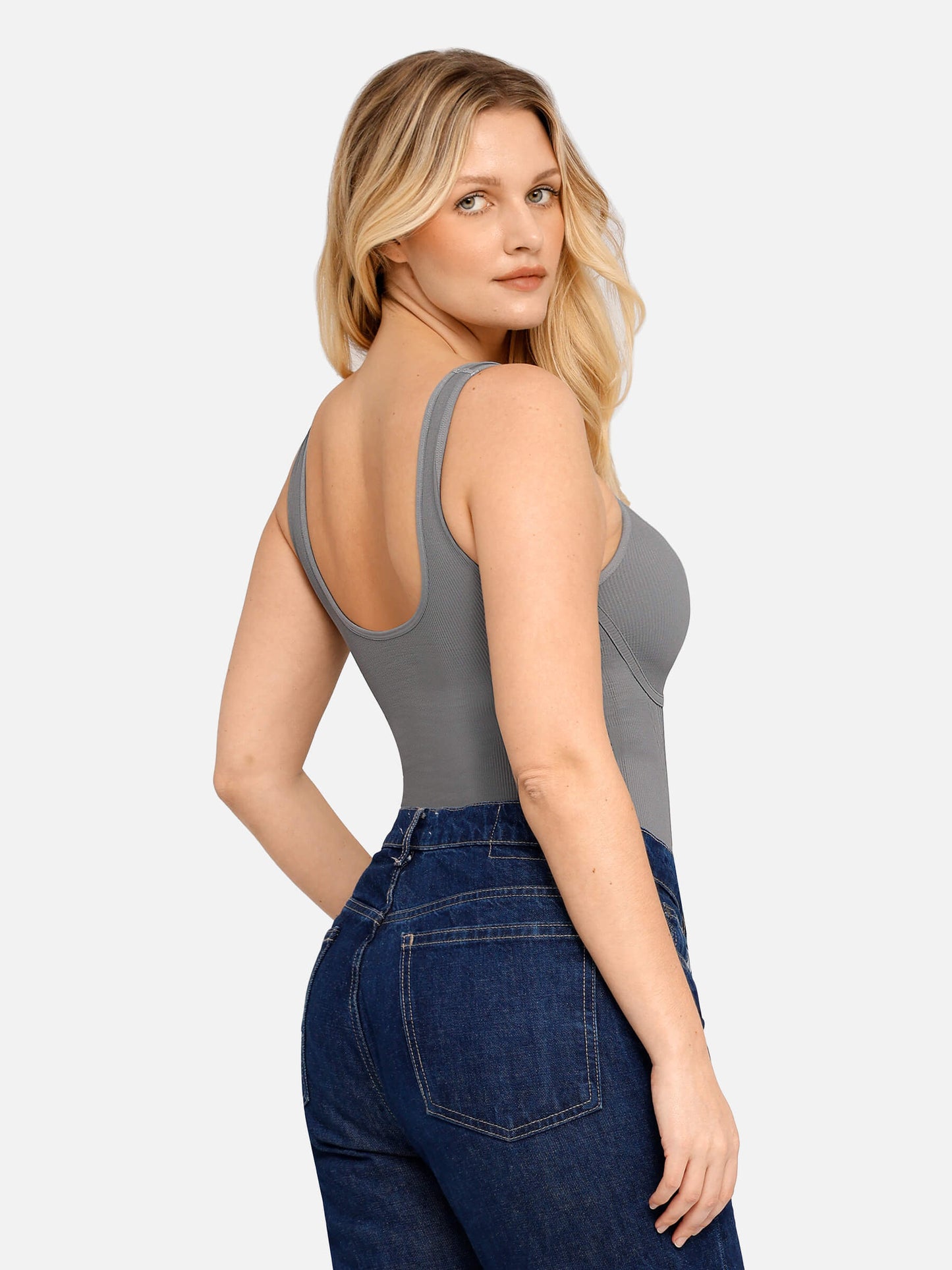 Feelingirl Tummy Control Slimming V Neck Thong Bodysuits