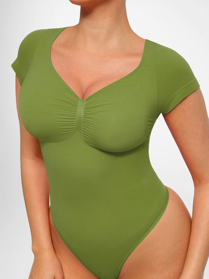 Feelingirl Tummy Control Seamless Short-Sleeve Bodysuit