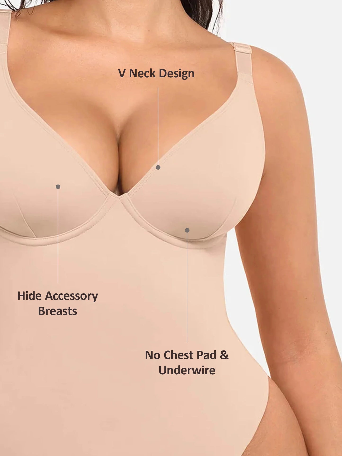 Feelingirl V Neck Tummy Control Shaping Bodysuit