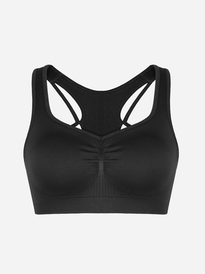 Feelingirl Seamless Racerback Sports Bra with Removable Pads and Support Fit