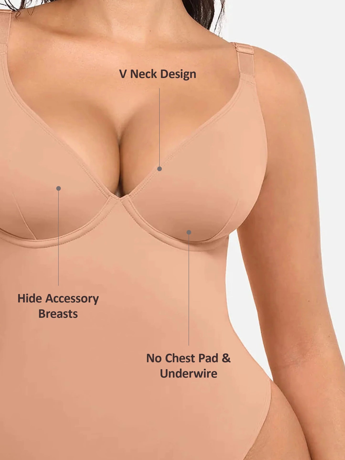 Feelingirl Deep V Neck Tummy Control Shapewear Bodysuit