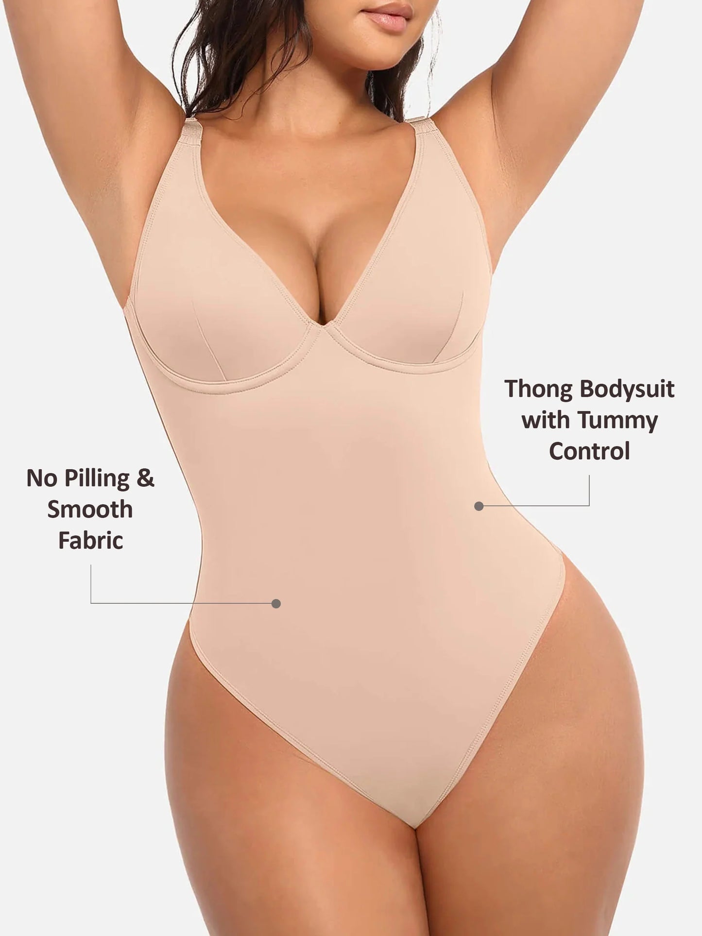 Feelingirl V Neck Tummy Control Bodysuit