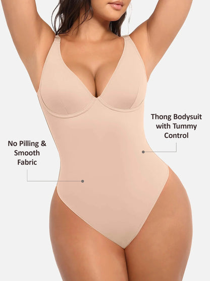 Feelingirl V Neck Tummy Control Bodysuit