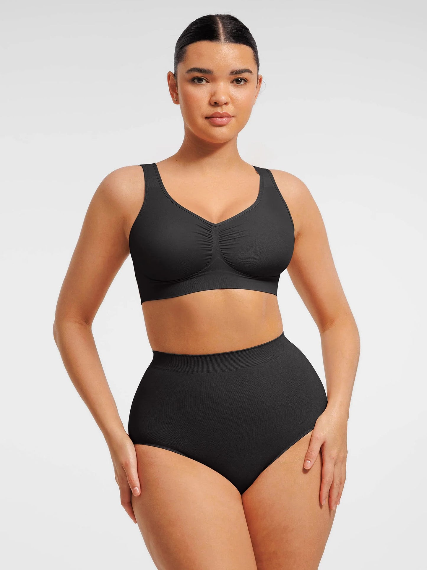 Feelingirl Seamless Wide Straps Bra  & Seamless Tummy Control Brief Set