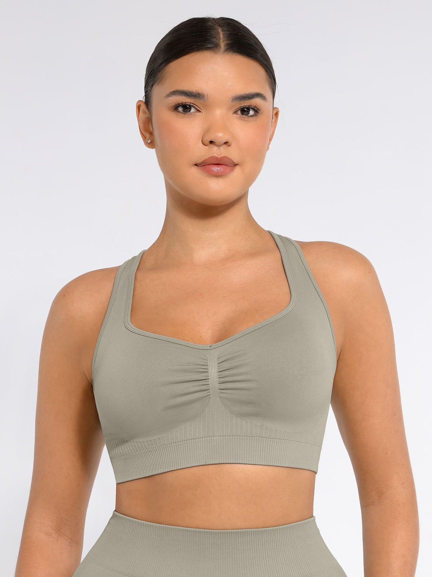 Feelingirl Seamless Racerback Sports Bra with Removable Pads and Support Fit