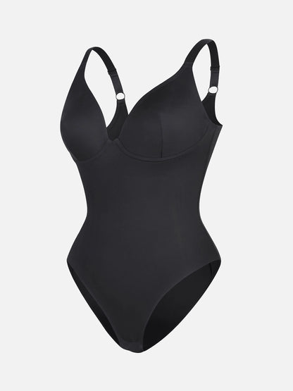 Feelingirl V Neck Adjustable Straps Tummy Control  Bodysuit