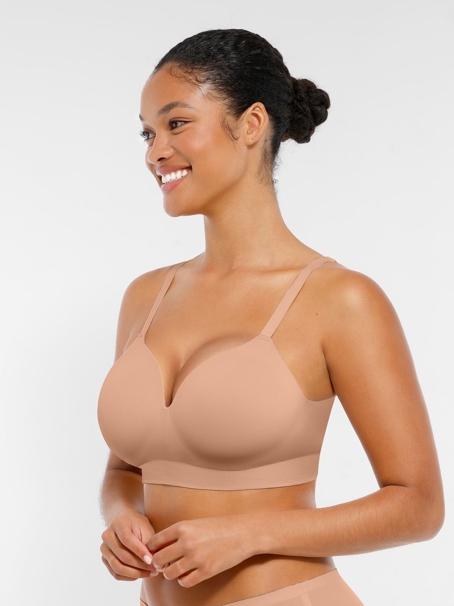 Feelingirl Wireless Seamless Push-Up V-neck Bra