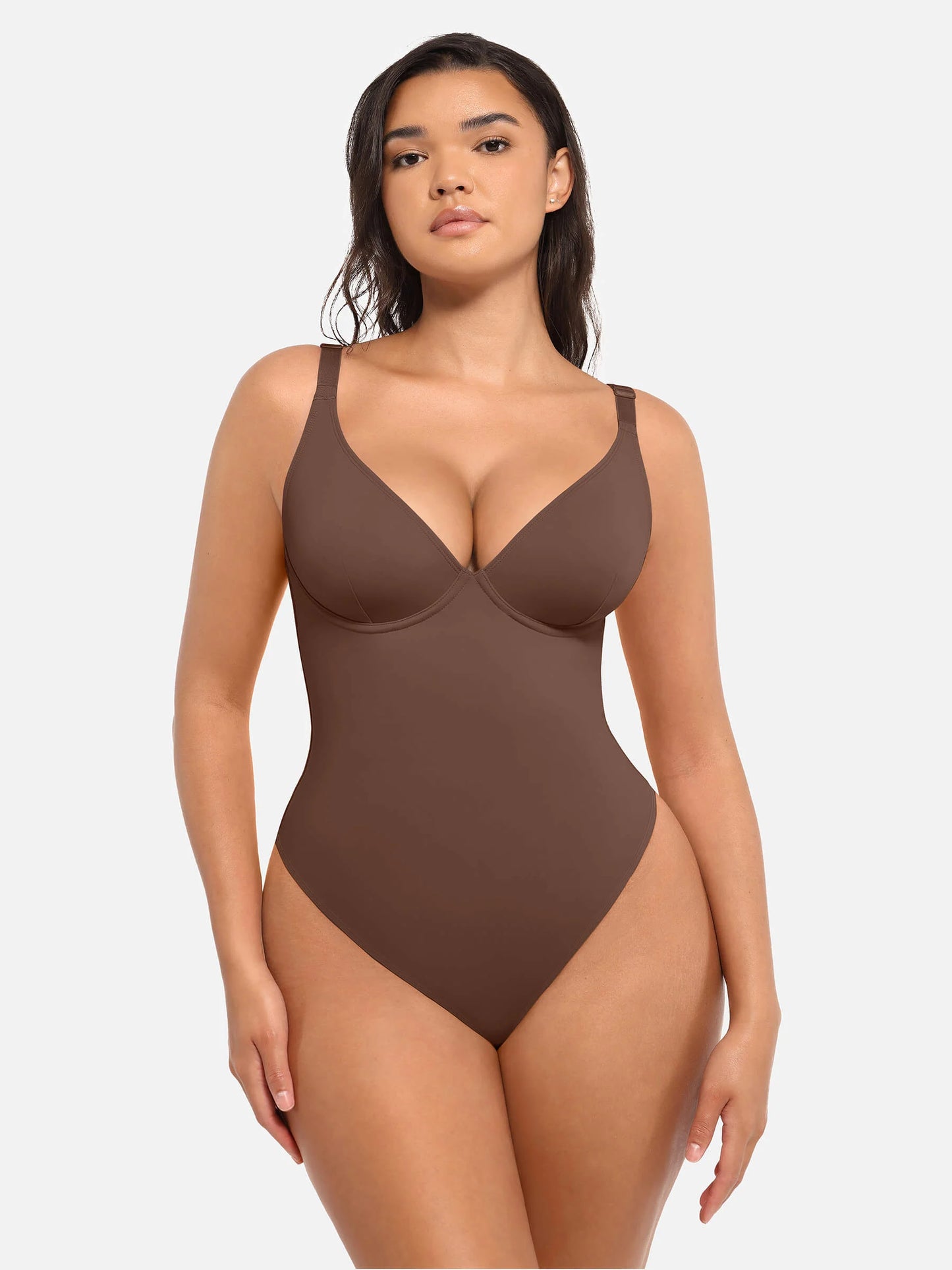 Feelingirl 2-Pack Deep V Neck Tummy Control Shapewear Bodysuit Bundle