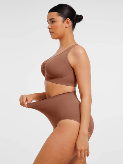 Feelingirl Seamless Wide Straps Bra  & Seamless Tummy Control Brief Set