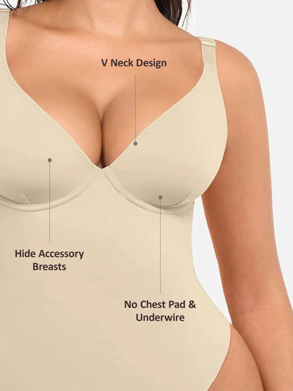 Feelingirl Deep V Neck Tummy Control Shapewear Bodysuit