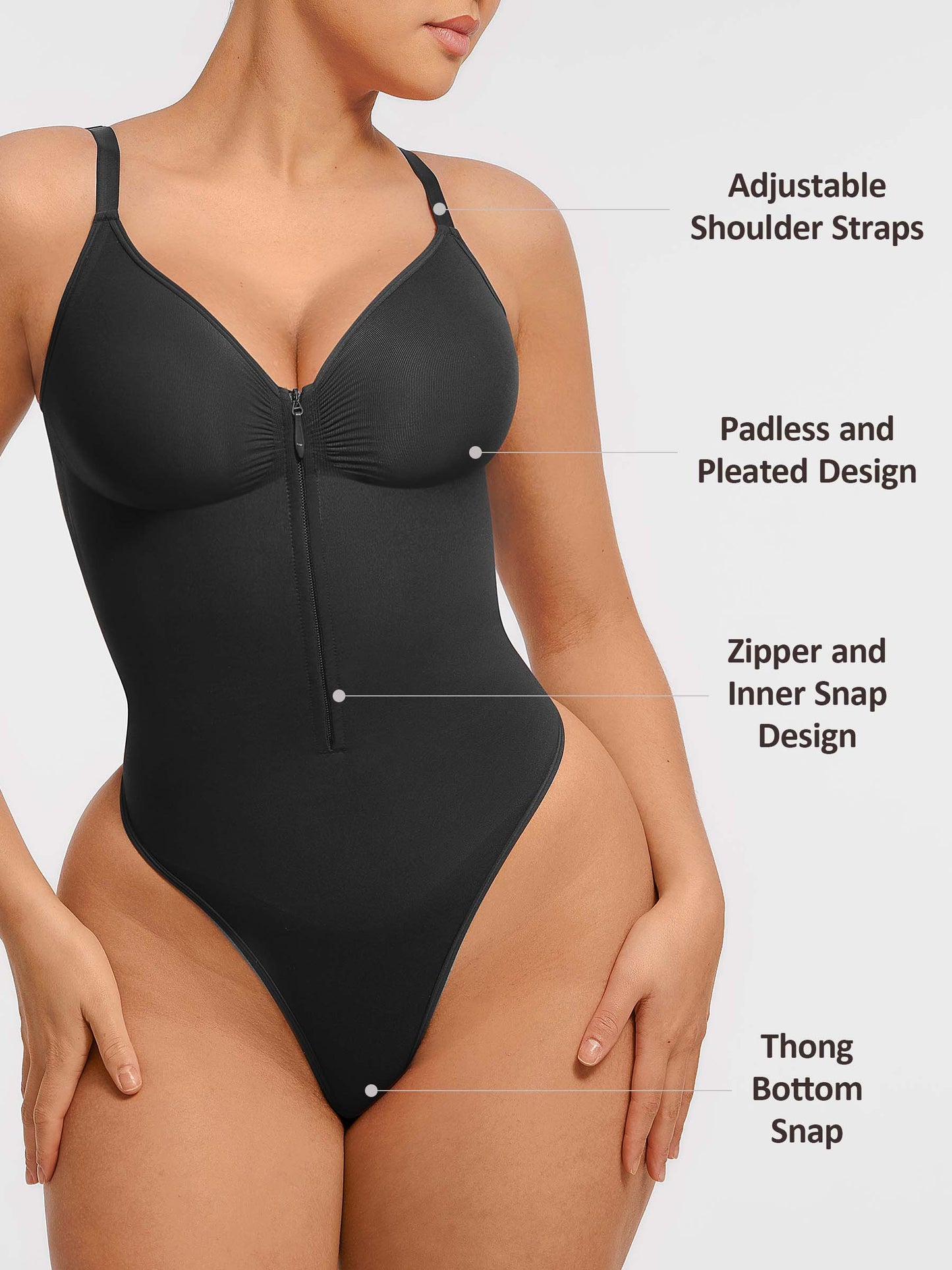 Feelingirl Tummy Control Seamless Zipper Shaping Bodysuit [BOGO]