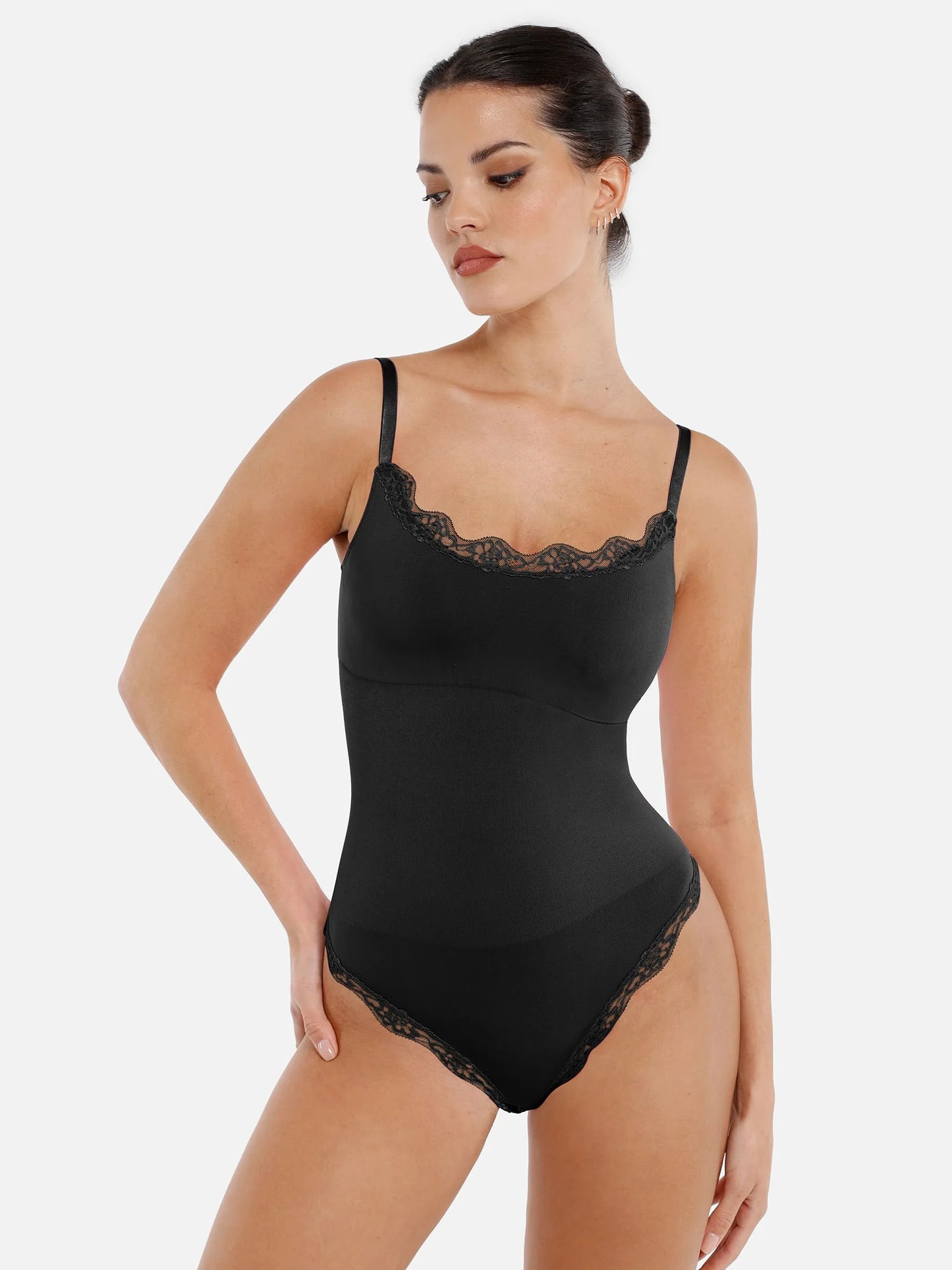 Feelingirl Lace Tight-Fit Seamless Thong Shapewear Bodysuit