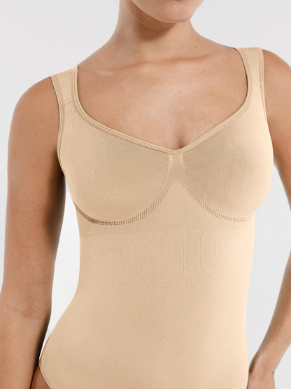Feelingirl Seamless Sculpting Diamond Neck Thong Bodysuit