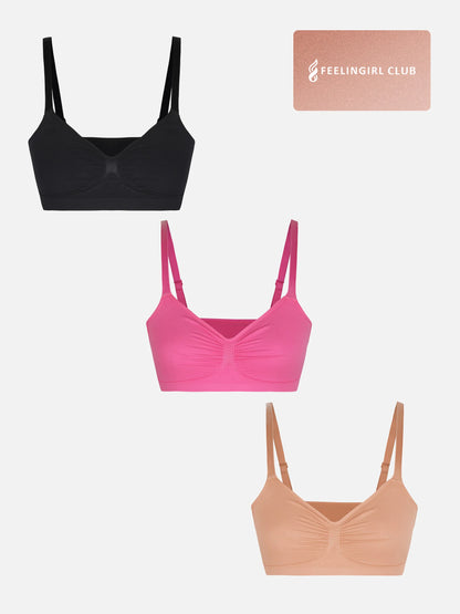 Feelingirl 3-Pack Seamless Smooth Wireless Bra Bundle