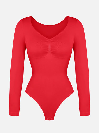 Feelingirl Seamless Long Sleeve Tummy Control Thong Bodysuit