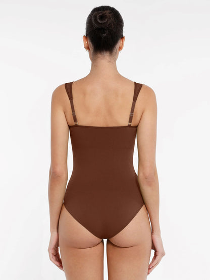 Feelingirl Seamless Sculpting Diamond Neck Thong Bodysuit