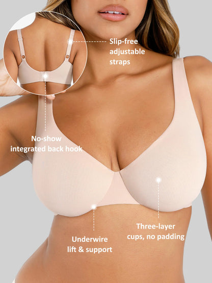 Feelingirl Underwire Adjustable Deep V-neck Bra Bundle