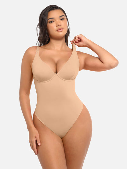 Feelingirl Deep V Neck Tummy Control Shapewear Bodysuit