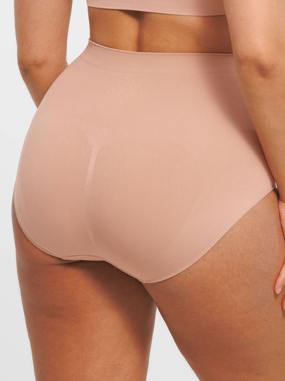 Feelingirl Seamless High-Waist Tummy Control Antibacterial Peach Hip Brief