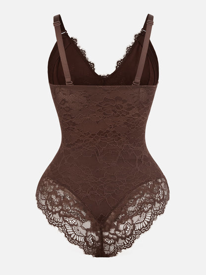 Feelingirl Lace V Neck Full Bodysuit