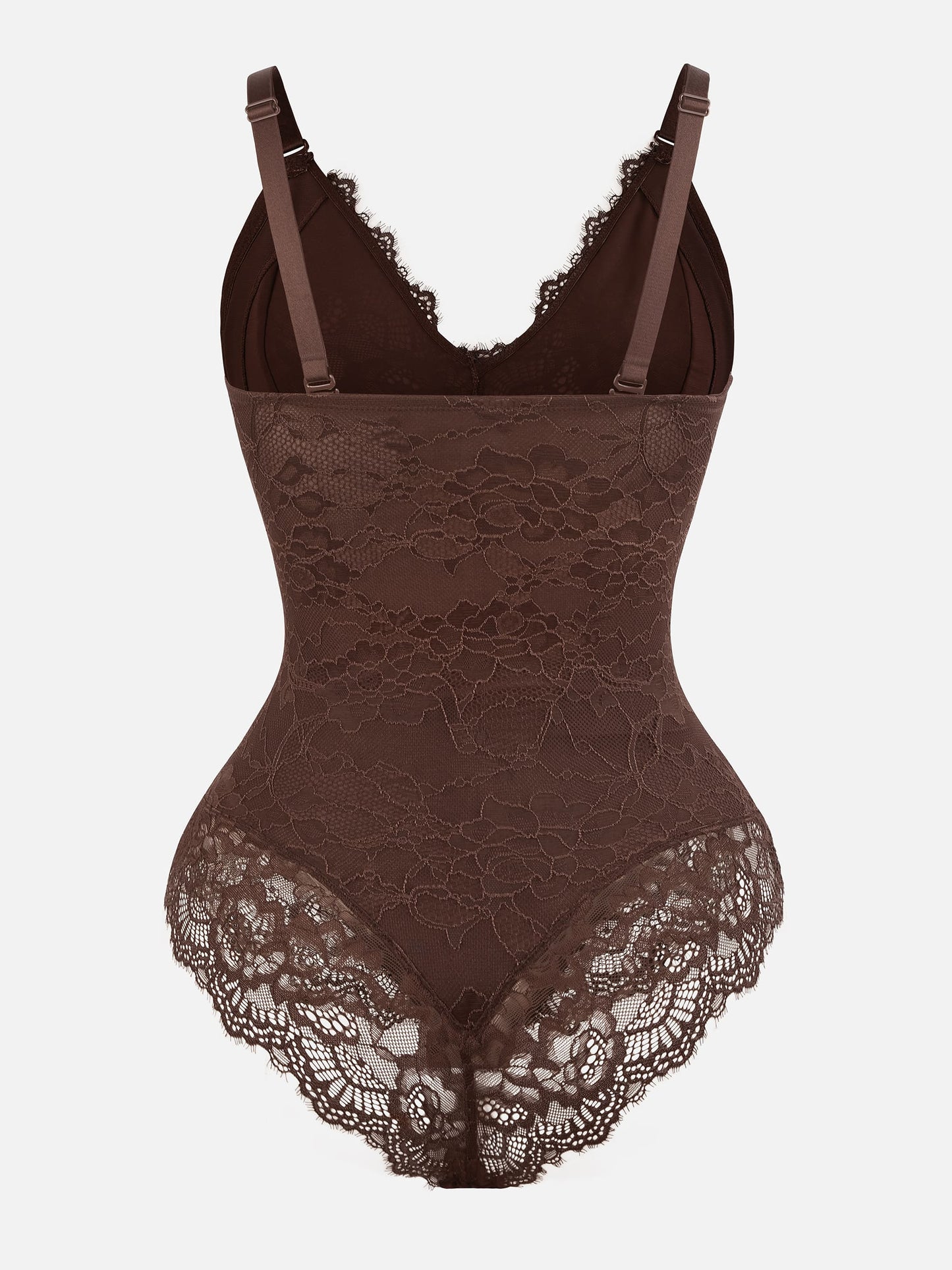 Feelingirl Lace V Neck Full Thong Bodysuit