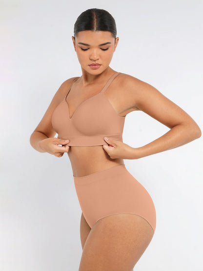 Feelingirl Wireless Push-Up Bra & Seamless Tummy Control Brief Set