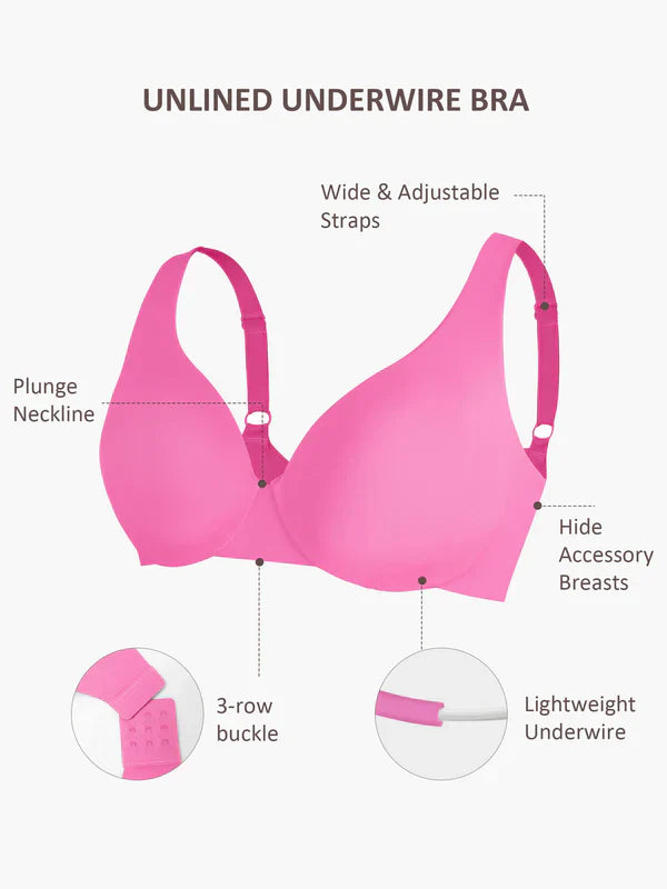 Feelingirl Underwire Adjustable Deep V-neck Bra Bundle