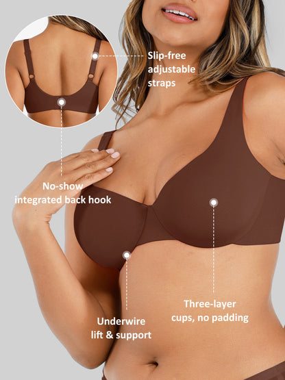 Feelingirl Underwire Adjustable Deep V-neck Bra Bundle