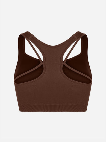 Feelingirl Seamless Racerback Sports Bra with Removable Pads and Support Fit