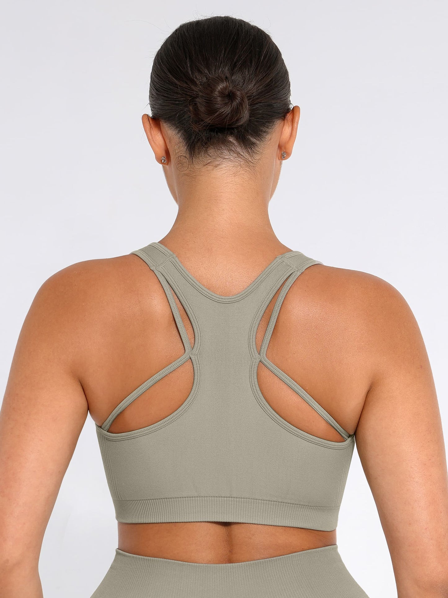 Feelingirl Seamless Racerback Sports Bra with Removable Pads and Support Fit