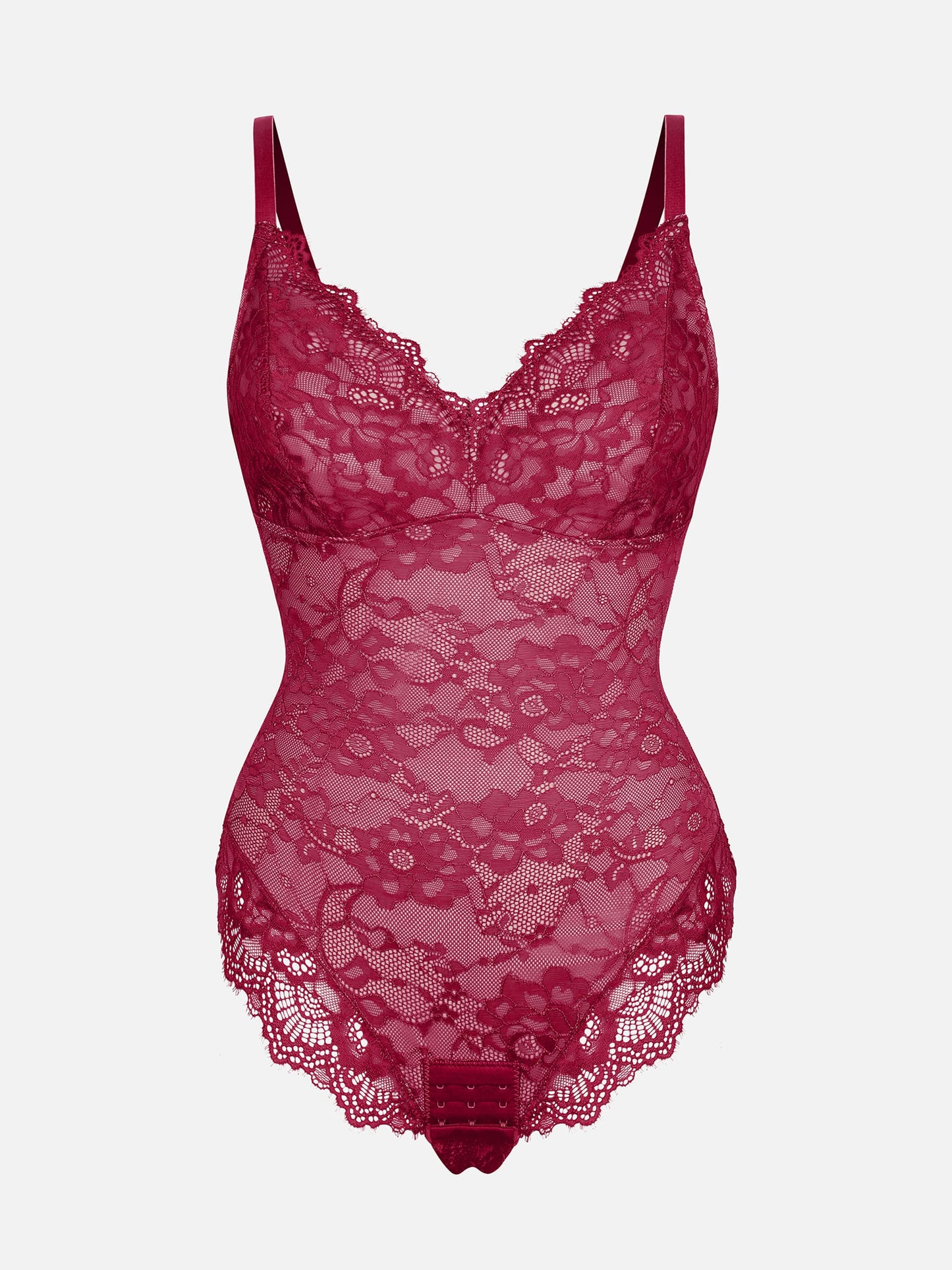 Feelingirl Lace V Neck Full Thong Bodysuit