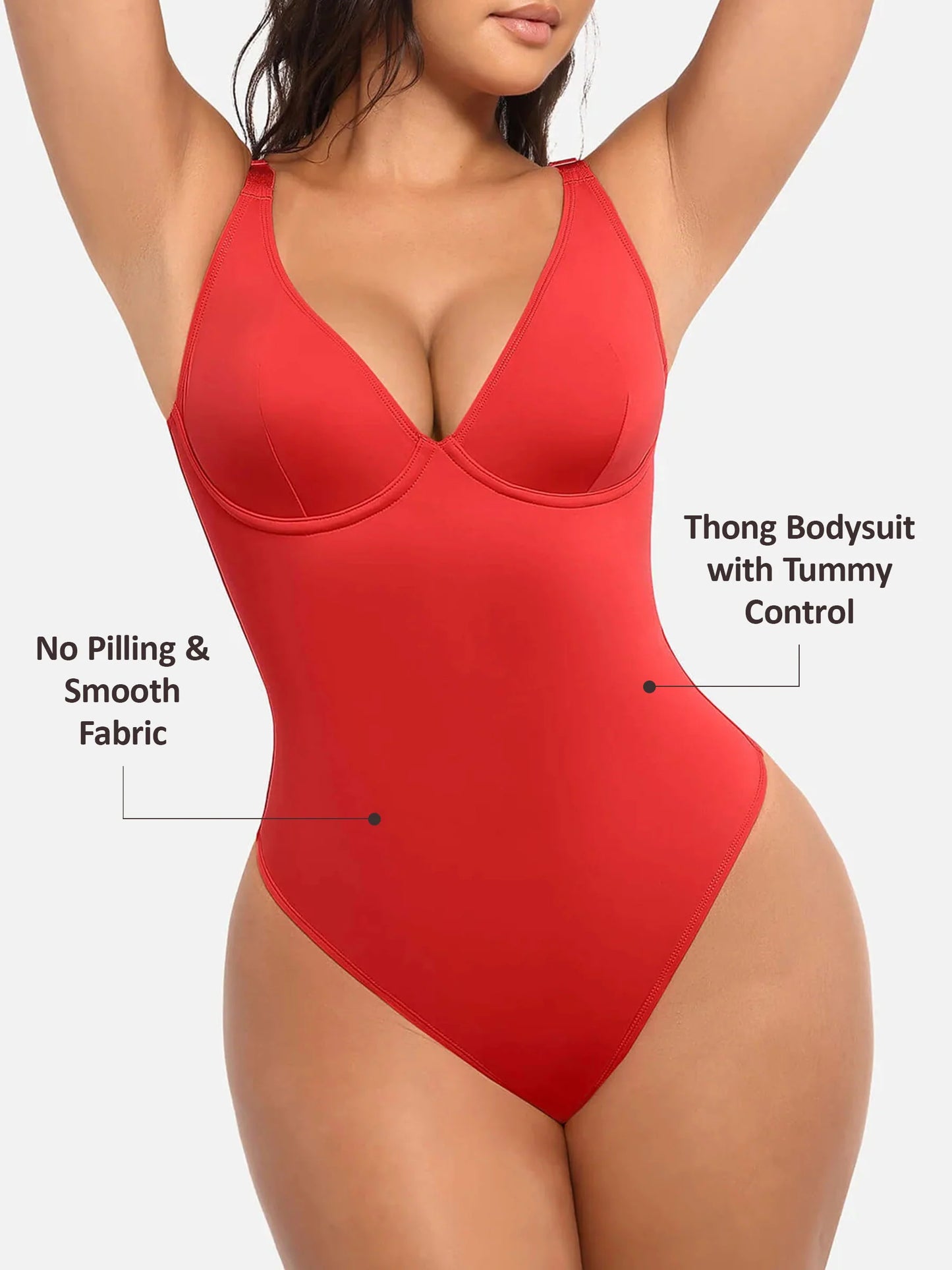 Feelingirl V Neck Tummy Control Bodysuit