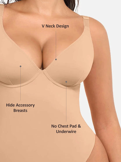 Feelingirl V Neck Tummy Control Shaping Bodysuit