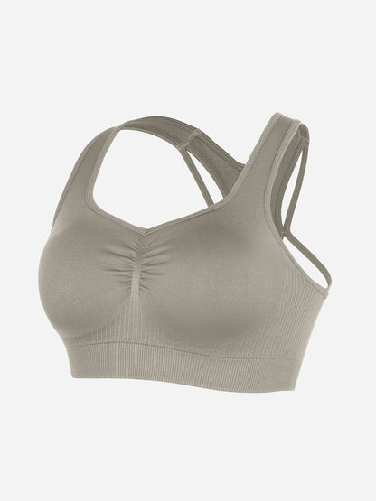 Feelingirl Seamless Racerback Sports Bra with Removable Pads and Support Fit