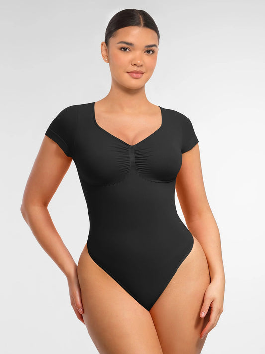 Feelingirl Tummy Control Seamless Short-Sleeve Bodysuit
