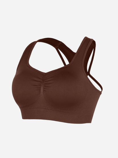 Feelingirl Seamless Racerback Sports Bra with Removable Pads and Support Fit