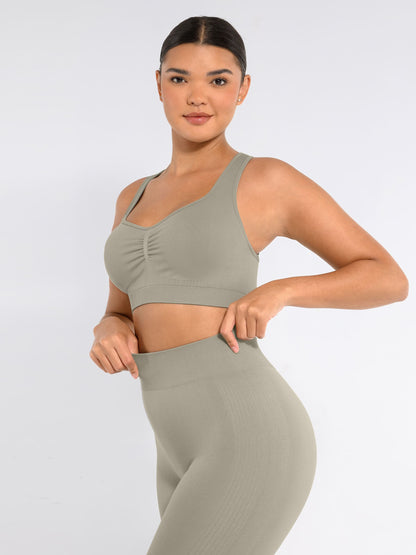 Feelingirl Seamless Racerback Sports Bra with Removable Pads and Support Fit