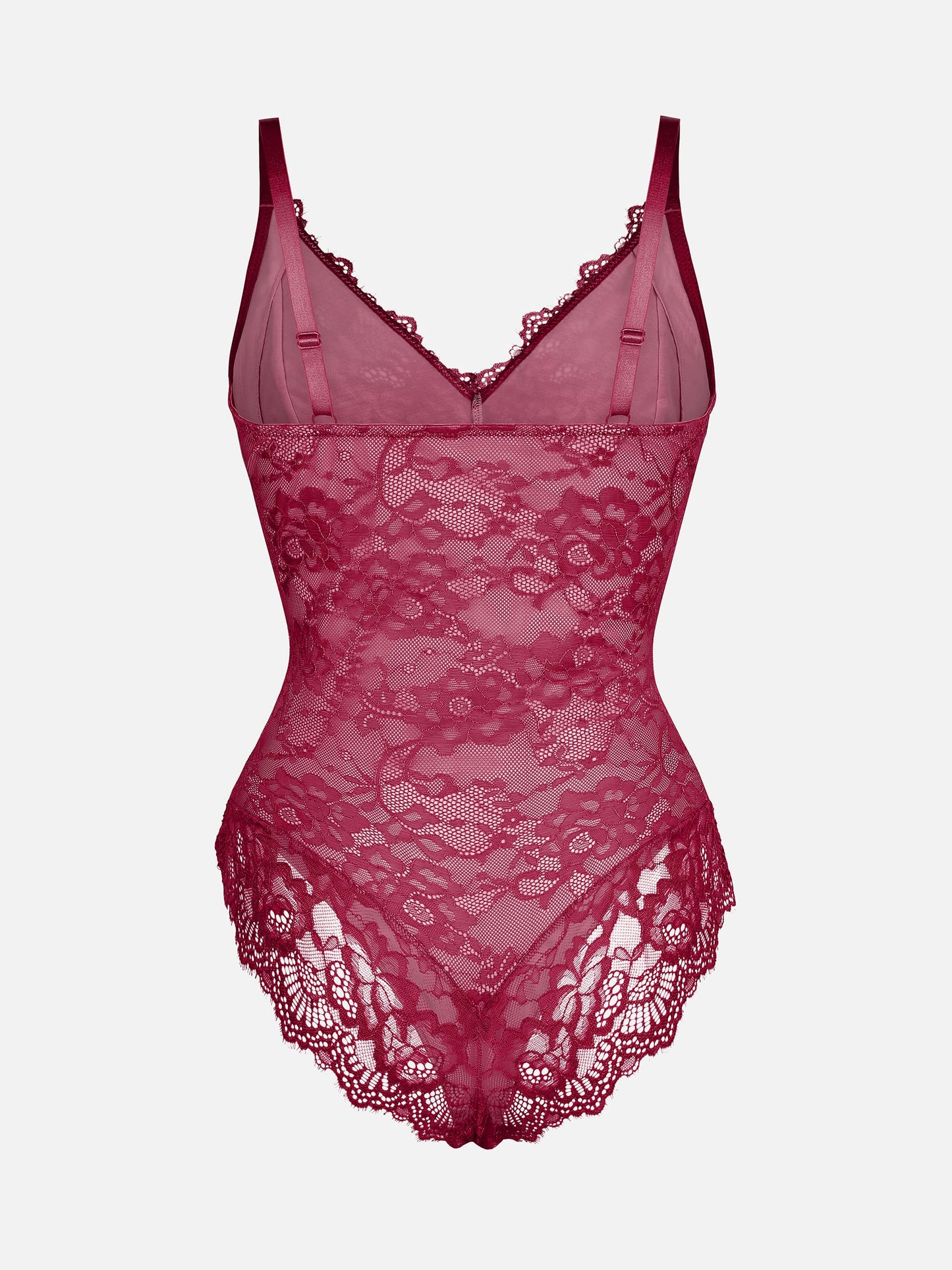 Feelingirl Lace V Neck Full Thong Bodysuit