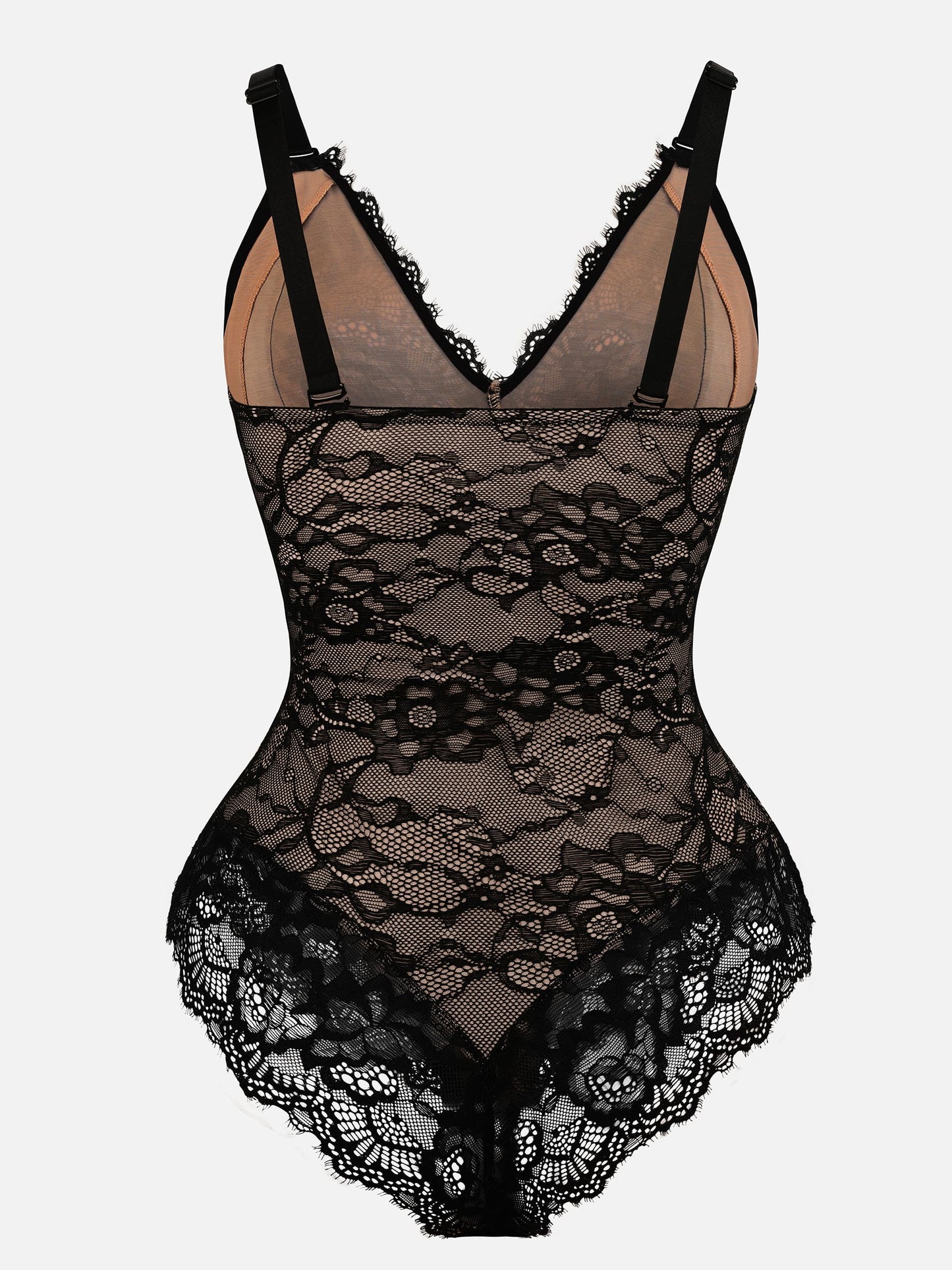 Feelingirl Lace V Neck Full Thong Bodysuit