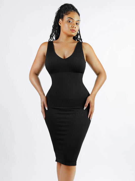 Feelingirl Seamless Eco-Friendly V-Neck Shaping Dress with Removable Pads