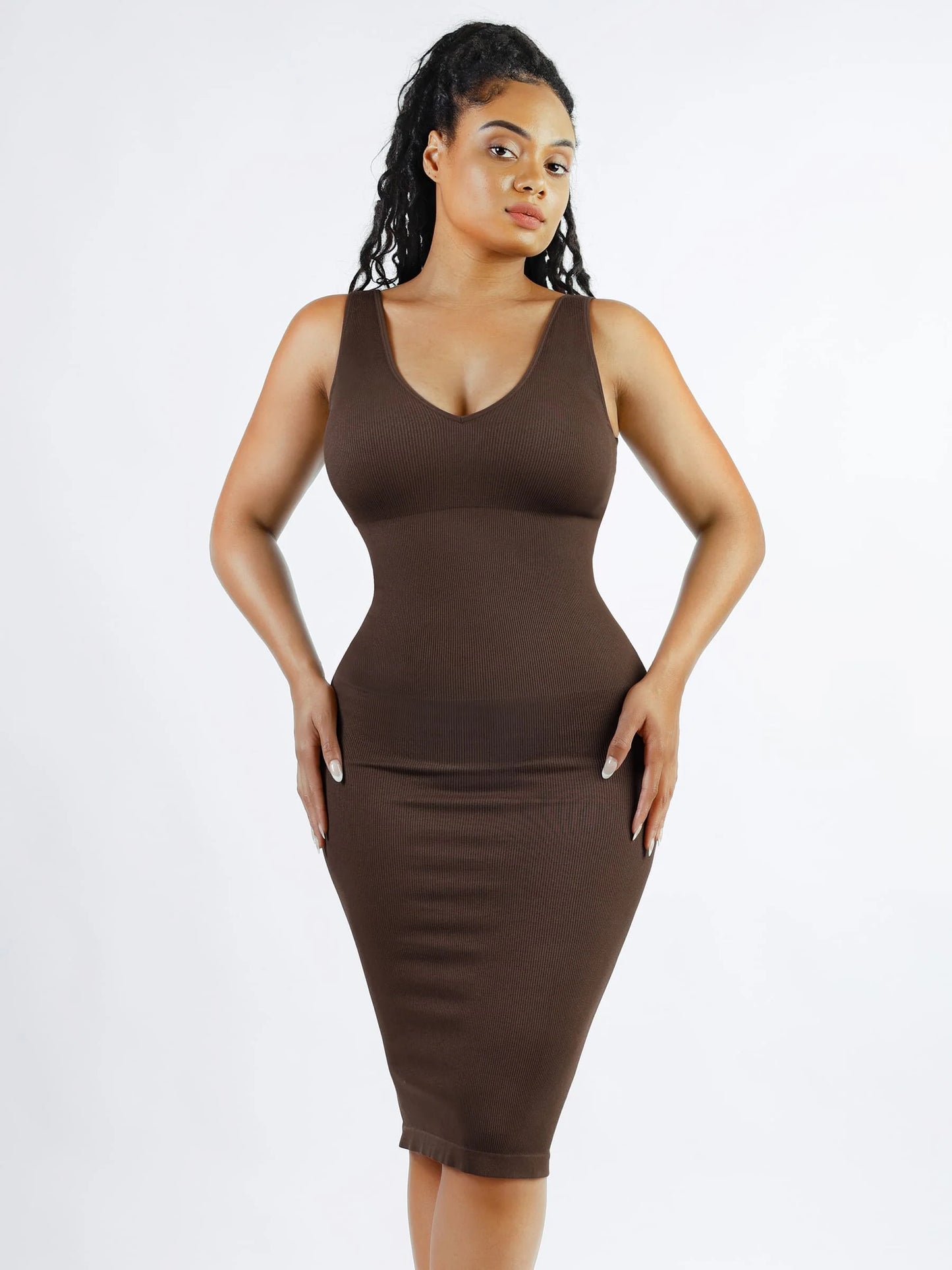 Feelingirl Seamless Eco-Friendly V-Neck Shaping Dress with Removable Pads